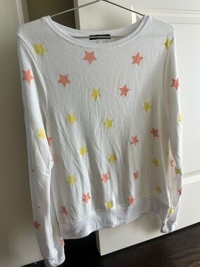 Wildfox Comfy Pink and Yellow Star Sweatshirt Size Small